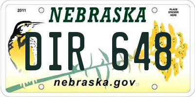NE license plate DIR648