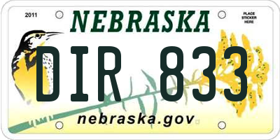 NE license plate DIR833