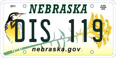 NE license plate DIS119