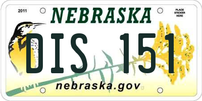 NE license plate DIS151