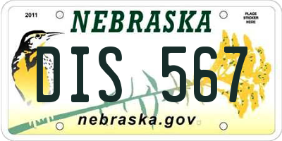 NE license plate DIS567
