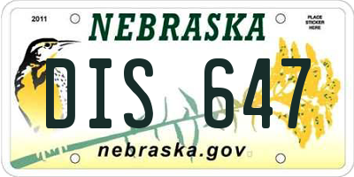 NE license plate DIS647