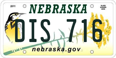 NE license plate DIS716
