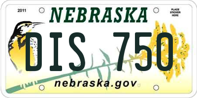 NE license plate DIS750