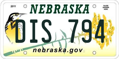 NE license plate DIS794