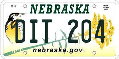 NE license plate DIT204