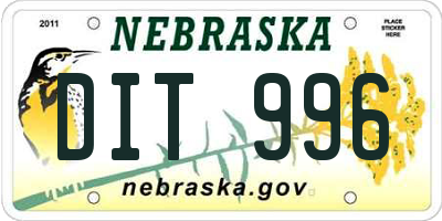 NE license plate DIT996