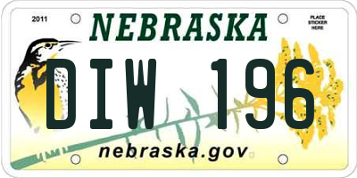 NE license plate DIW196