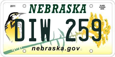 NE license plate DIW259