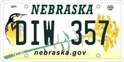 NE license plate DIW357
