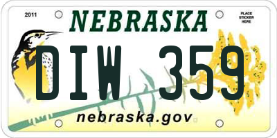 NE license plate DIW359