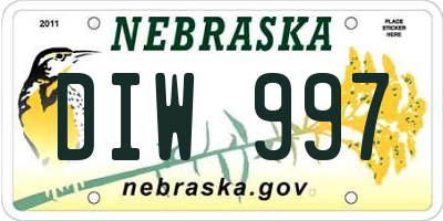 NE license plate DIW997