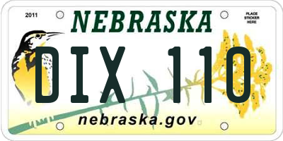 NE license plate DIX110