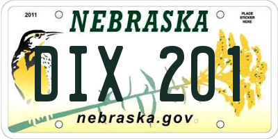 NE license plate DIX201