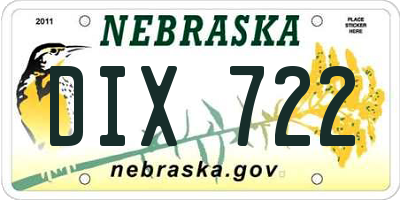 NE license plate DIX722