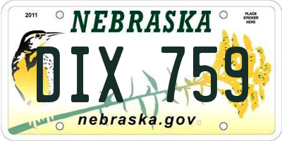 NE license plate DIX759