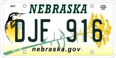 NE license plate DJF916
