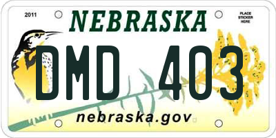 NE license plate DMD403