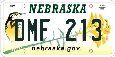 NE license plate DMF213