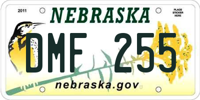 NE license plate DMF255