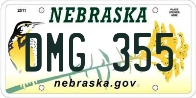NE license plate DMG355