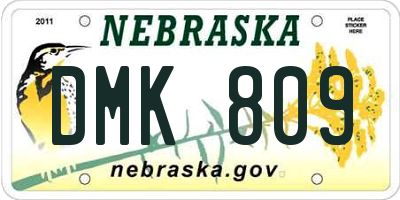 NE license plate DMK809