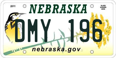 NE license plate DMY196