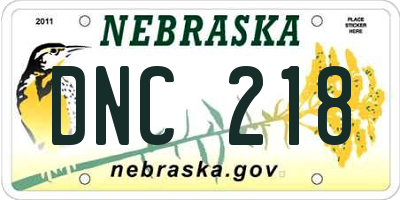 NE license plate DNC218