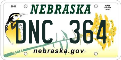 NE license plate DNC364