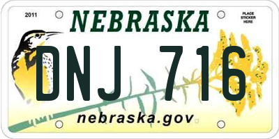 NE license plate DNJ716