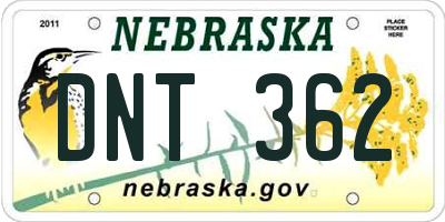 NE license plate DNT362