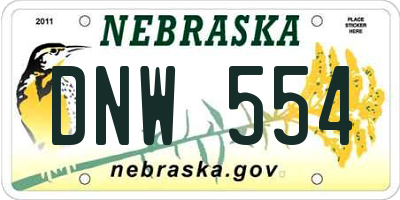 NE license plate DNW554