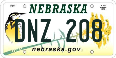 NE license plate DNZ208