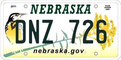 NE license plate DNZ726