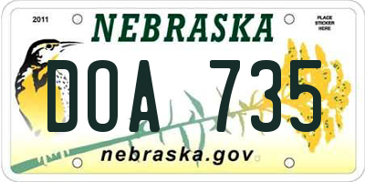 NE license plate DOA735