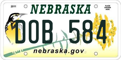 NE license plate DOB584