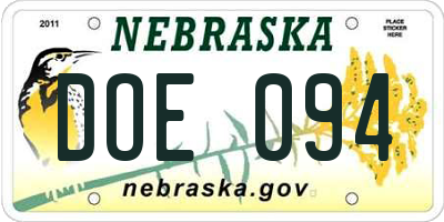 NE license plate DOE094