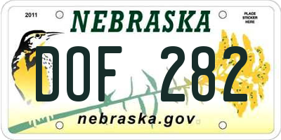 NE license plate DOF282