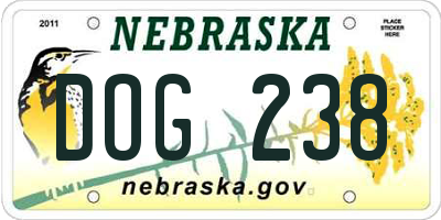 NE license plate DOG238