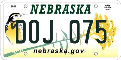 NE license plate DOJ075