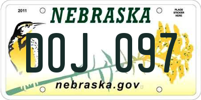 NE license plate DOJ097