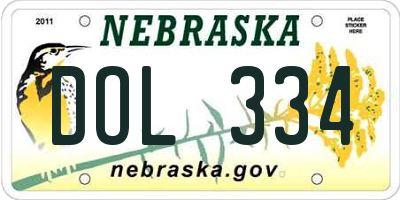 NE license plate DOL334