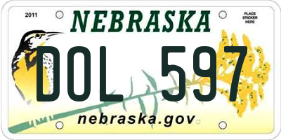 NE license plate DOL597