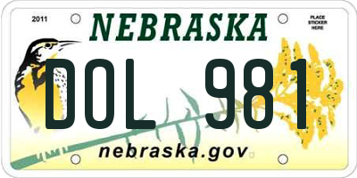 NE license plate DOL981