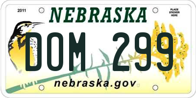 NE license plate DOM299