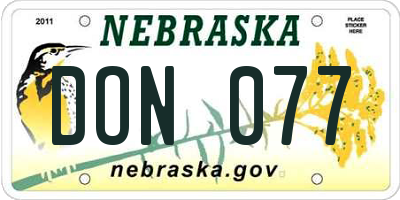 NE license plate DON077
