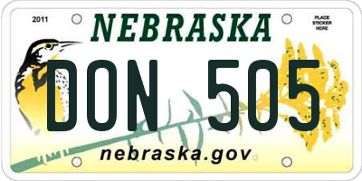 NE license plate DON505