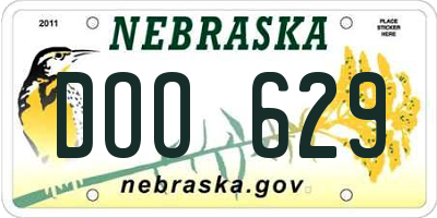 NE license plate DOO629
