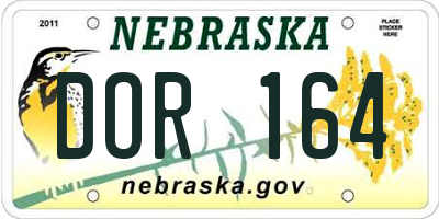 NE license plate DOR164
