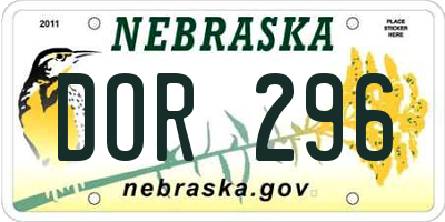 NE license plate DOR296